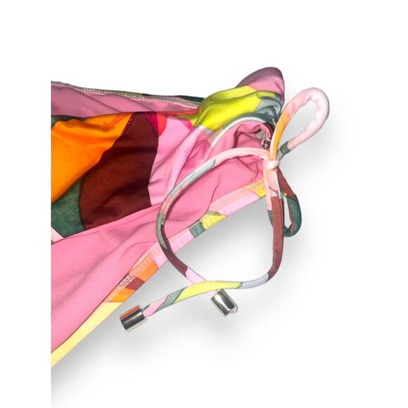 Gibson & Latimer Floral Tunnel Side Tie Mid Rise Swim Bottom | Sz XL, Pink Green - Picture 7 of 13